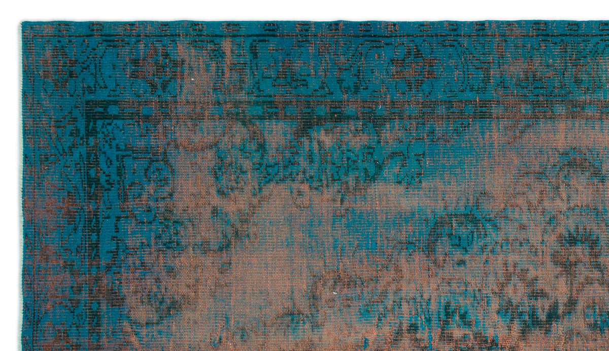 Turquoise  Over Dyed Vintage Rug 5&#39;9&#39;&#39; x 10&#39;0&#39;&#39; ft 174 x 306 cm