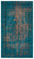 Turquoise  Over Dyed Vintage Rug 5'9'' x 10'0'' ft 174 x 306 cm