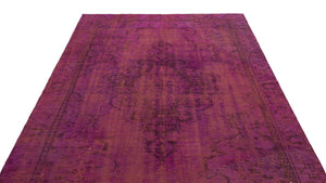 Red Over Dyed Vintage Rug 5'9'' x 9'1'' ft 175 x 276 cm