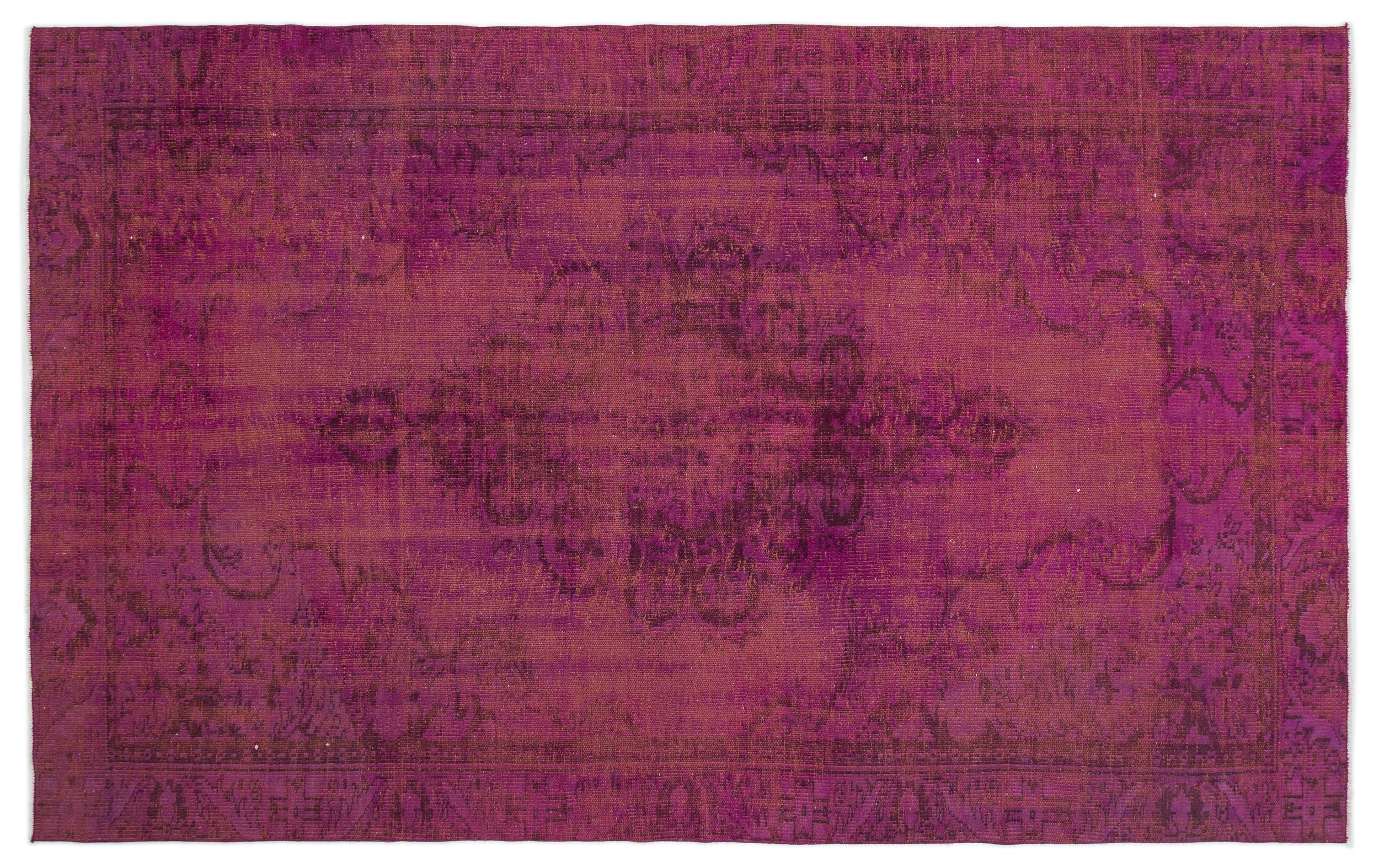 Red Over Dyed Vintage Rug 5'9'' x 9'1'' ft 175 x 276 cm