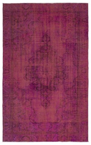 Red Over Dyed Vintage Rug 5'9'' x 9'1'' ft 175 x 276 cm