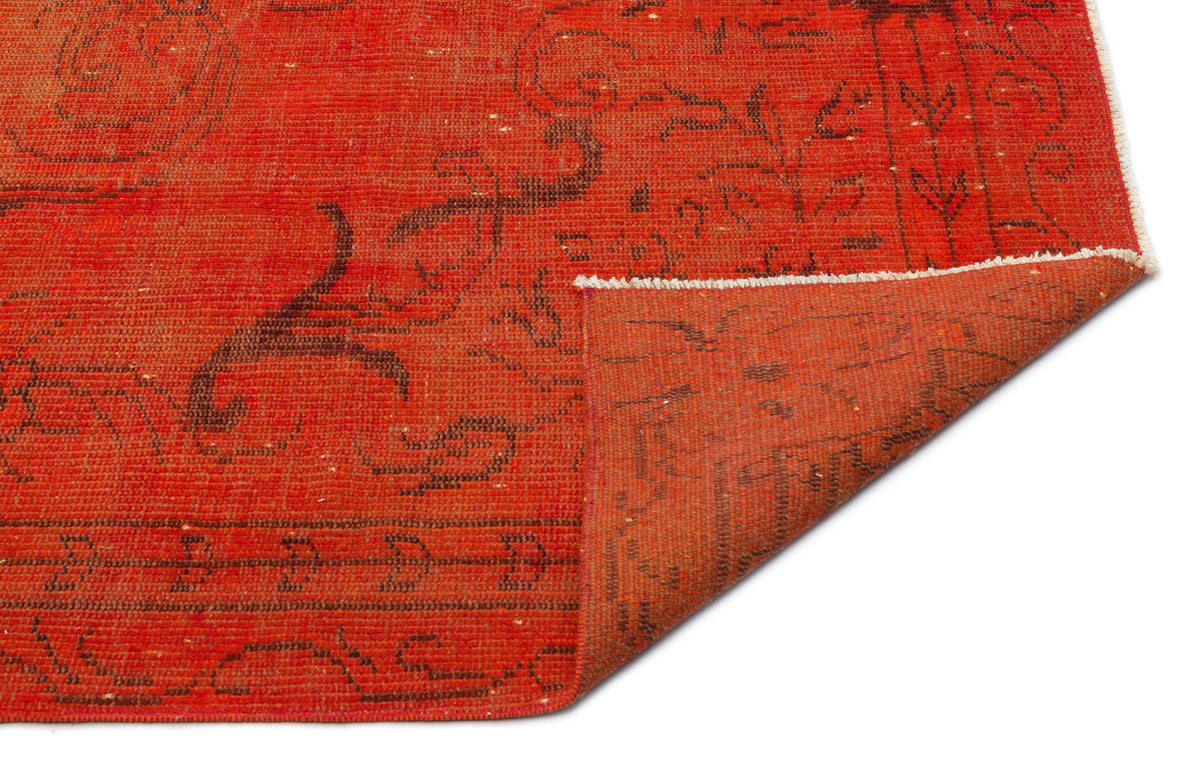 Orange Over Dyed Vintage Rug 5&#39;8&#39;&#39; x 8&#39;8&#39;&#39; ft 172 x 264 cm