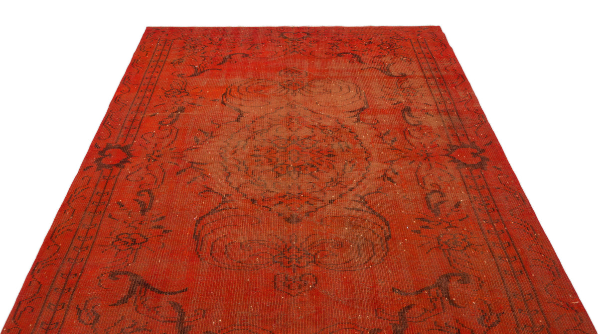 Orange Over Dyed Vintage Rug 5&#39;8&#39;&#39; x 8&#39;8&#39;&#39; ft 172 x 264 cm