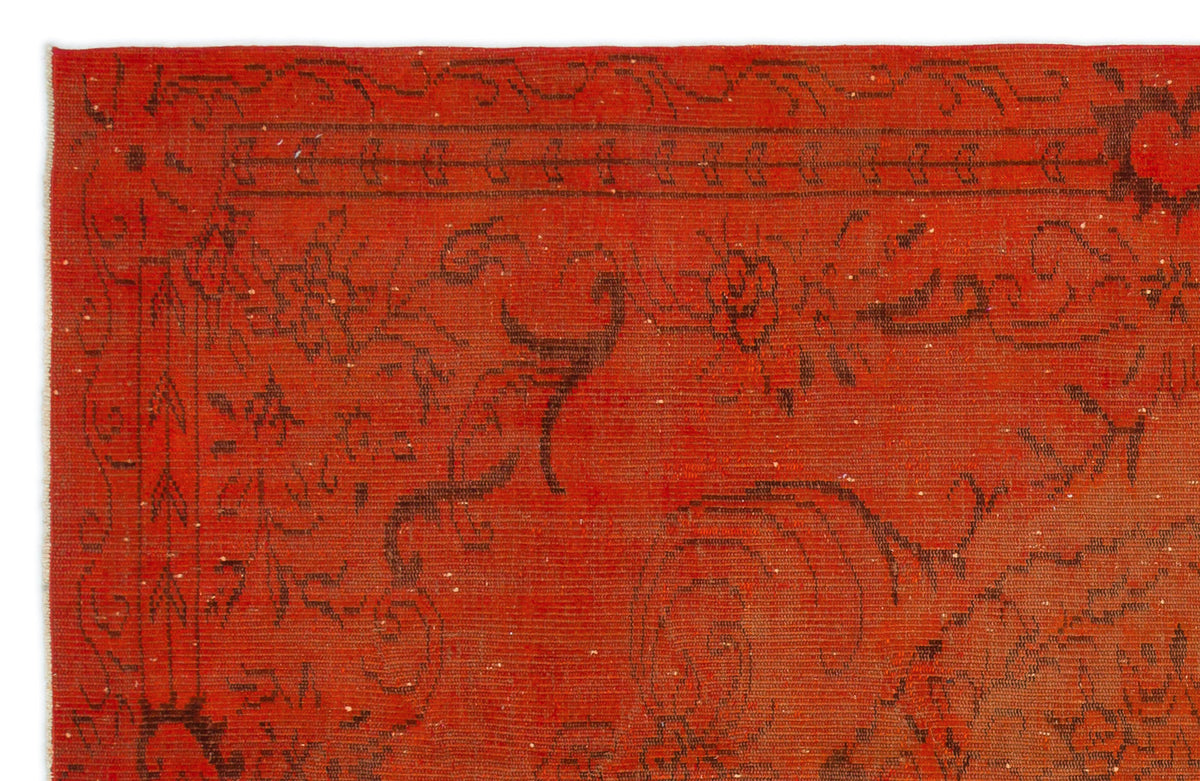 Orange Over Dyed Vintage Rug 5&#39;8&#39;&#39; x 8&#39;8&#39;&#39; ft 172 x 264 cm