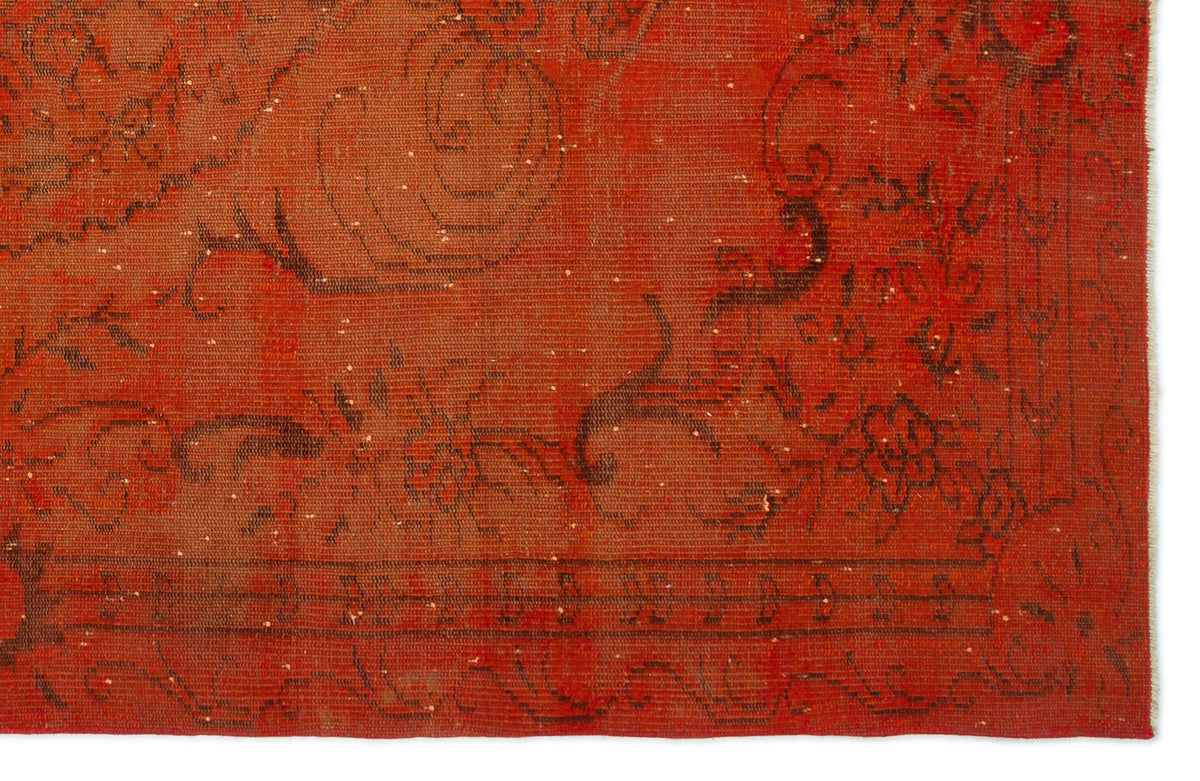 Orange Over Dyed Vintage Rug 5&#39;8&#39;&#39; x 8&#39;8&#39;&#39; ft 172 x 264 cm