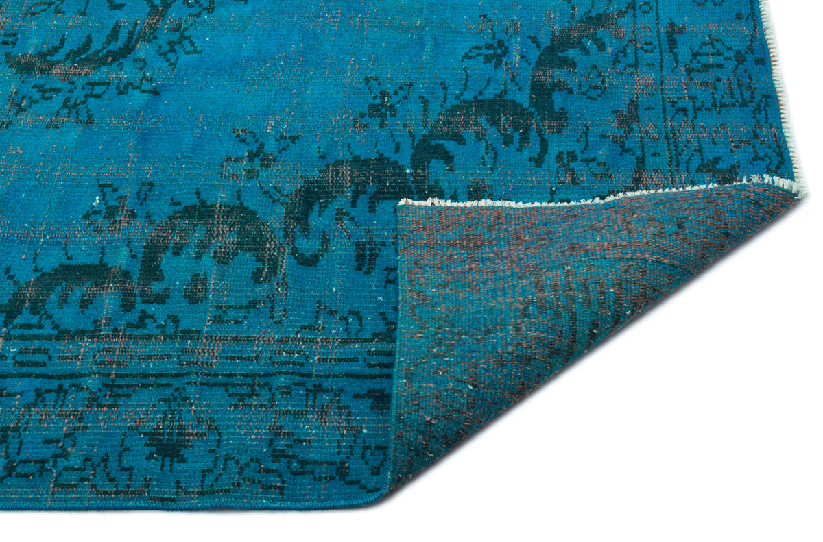 Turquoise  Over Dyed Vintage Rug 5&#39;4&#39;&#39; x 9&#39;9&#39;&#39; ft 163 x 298 cm