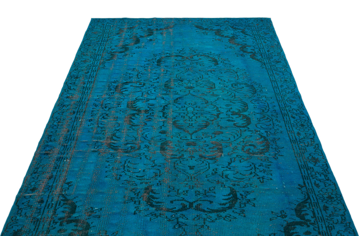 Turquoise  Over Dyed Vintage Rug 5&#39;4&#39;&#39; x 9&#39;9&#39;&#39; ft 163 x 298 cm