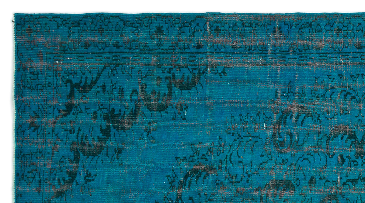 Turquoise  Over Dyed Vintage Rug 5&#39;4&#39;&#39; x 9&#39;9&#39;&#39; ft 163 x 298 cm