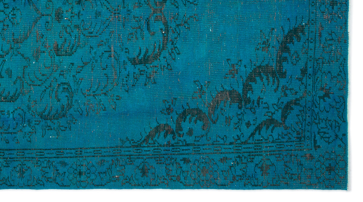 Turquoise  Over Dyed Vintage Rug 5&#39;4&#39;&#39; x 9&#39;9&#39;&#39; ft 163 x 298 cm