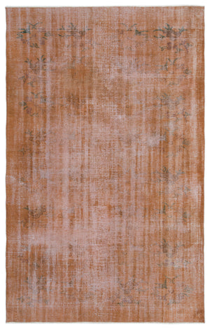 Brown Over Dyed Vintage Rug 5'12'' x 9'4'' ft 182 x 285 cm