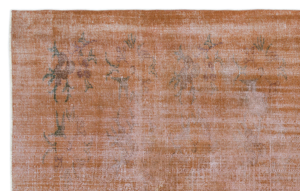 Brown Over Dyed Vintage Rug 5&#39;12&#39;&#39; x 9&#39;4&#39;&#39; ft 182 x 285 cm