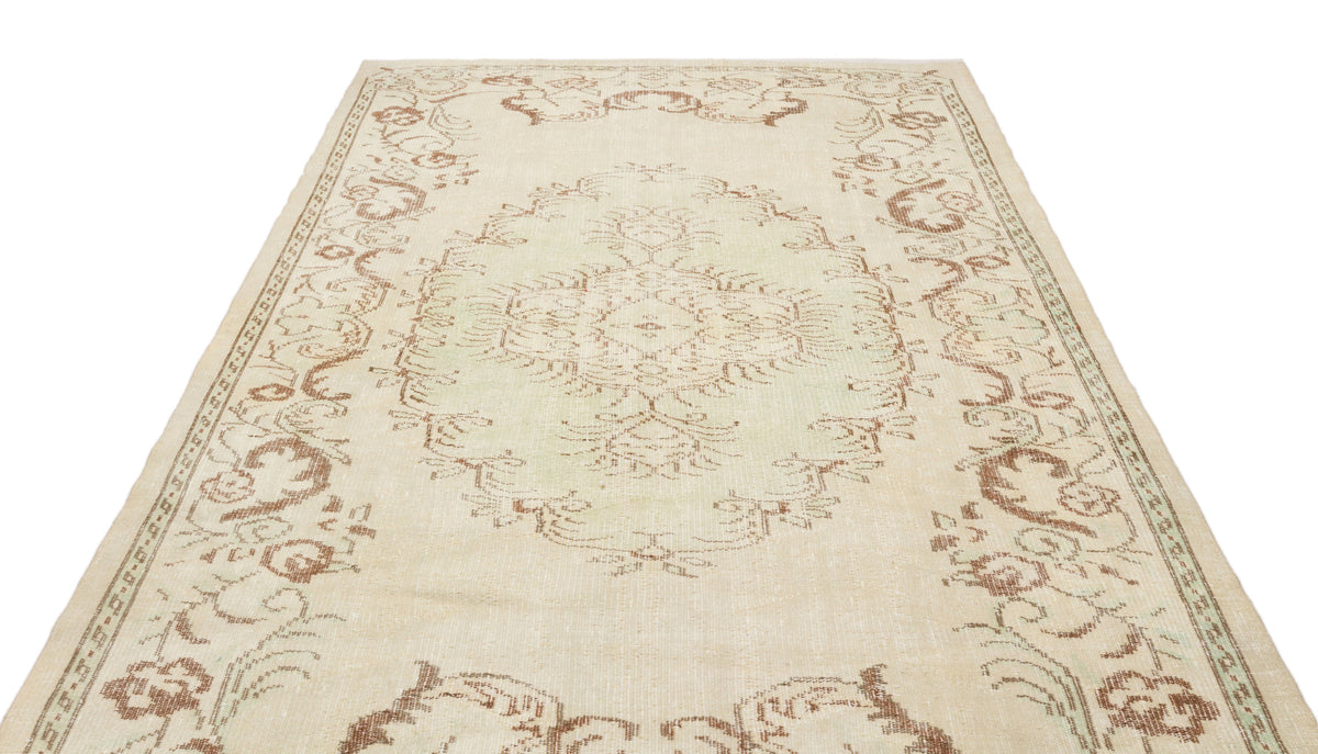 Beige Over Dyed Vintage Rug 5&#39;11&#39;&#39; x 9&#39;3&#39;&#39; ft 180 x 283 cm