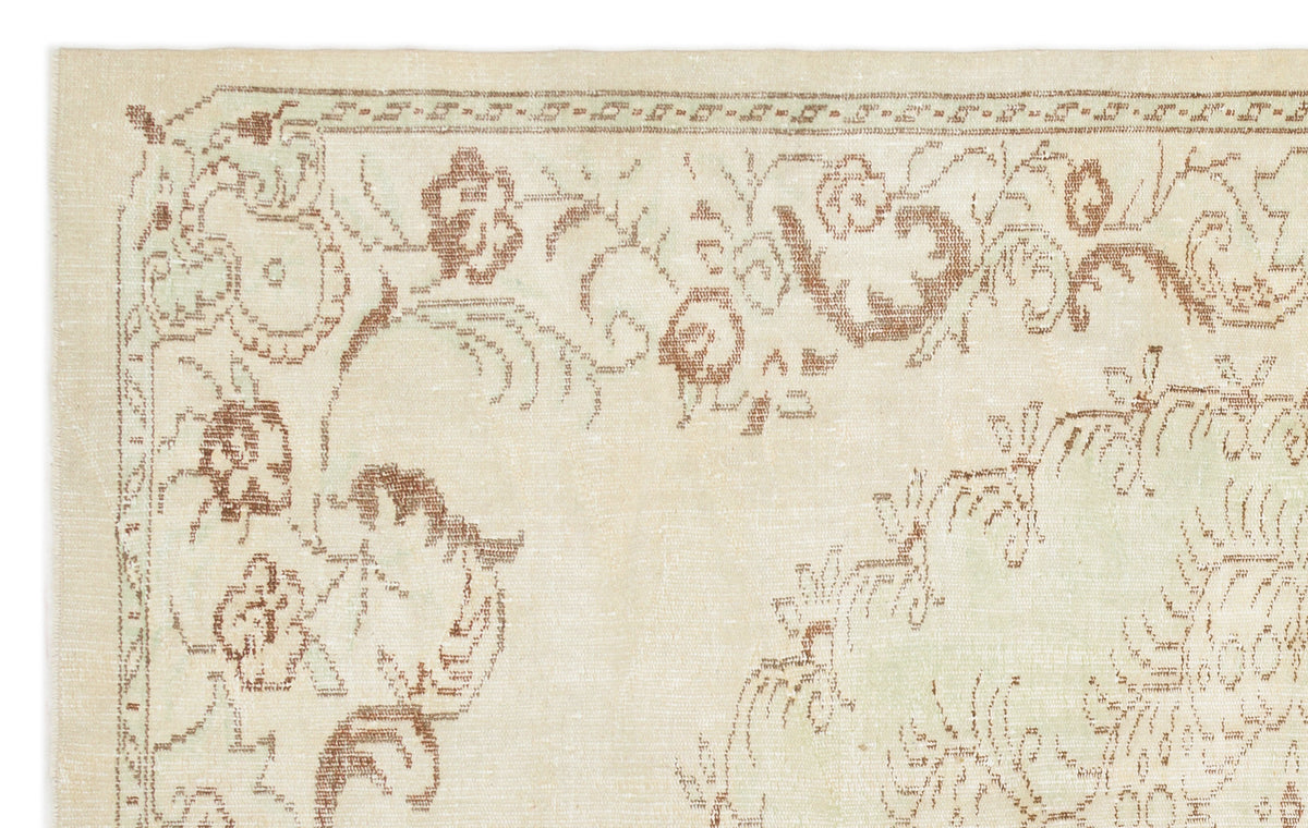 Beige Over Dyed Vintage Rug 5&#39;11&#39;&#39; x 9&#39;3&#39;&#39; ft 180 x 283 cm