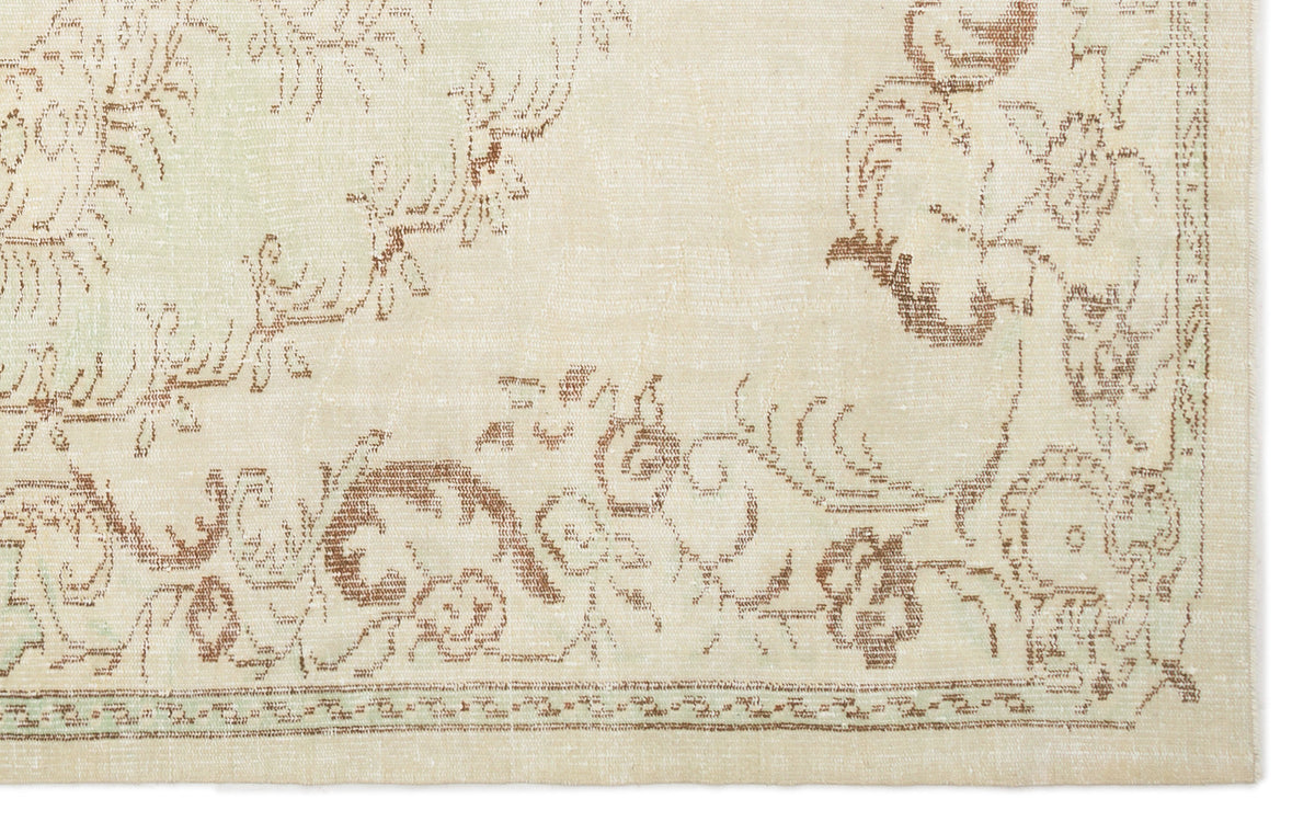 Beige Over Dyed Vintage Rug 5&#39;11&#39;&#39; x 9&#39;3&#39;&#39; ft 180 x 283 cm