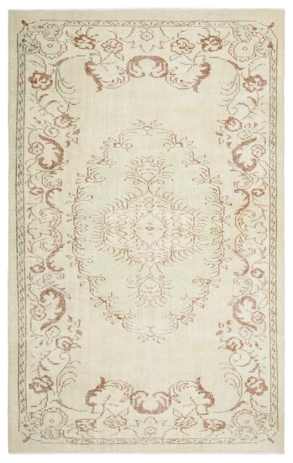 Beige Over Dyed Vintage Rug 5&#39;11&#39;&#39; x 9&#39;3&#39;&#39; ft 180 x 283 cm