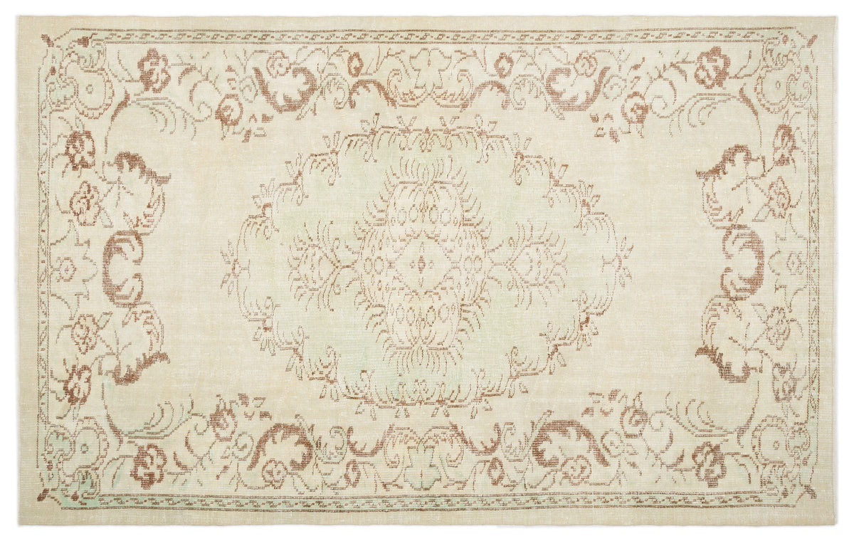 Beige Over Dyed Vintage Rug 5&#39;11&#39;&#39; x 9&#39;3&#39;&#39; ft 180 x 283 cm