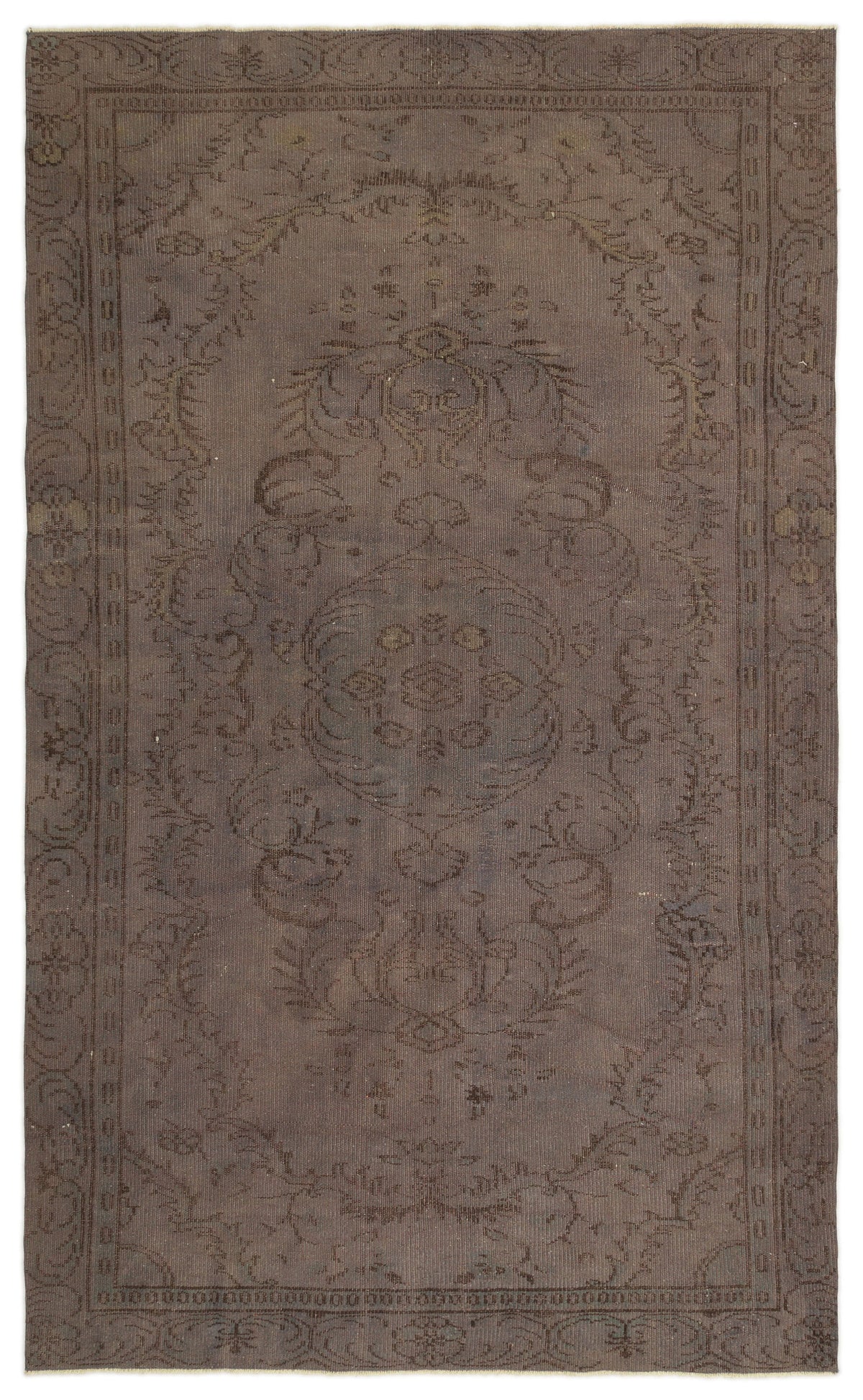 Gray Over Dyed Vintage Rug 5&#39;4&#39;&#39; x 8&#39;10&#39;&#39; ft 163 x 268 cm