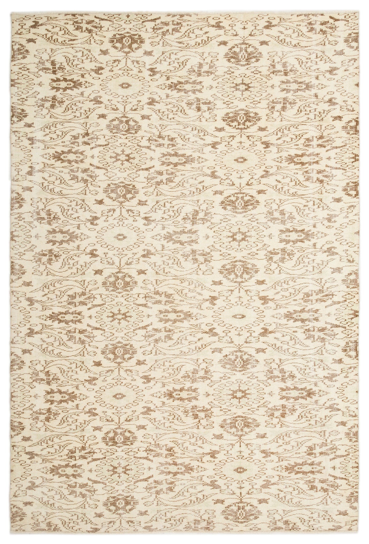 Beige Over Dyed Vintage Rug 5&#39;9&#39;&#39; x 8&#39;8&#39;&#39; ft 174 x 263 cm