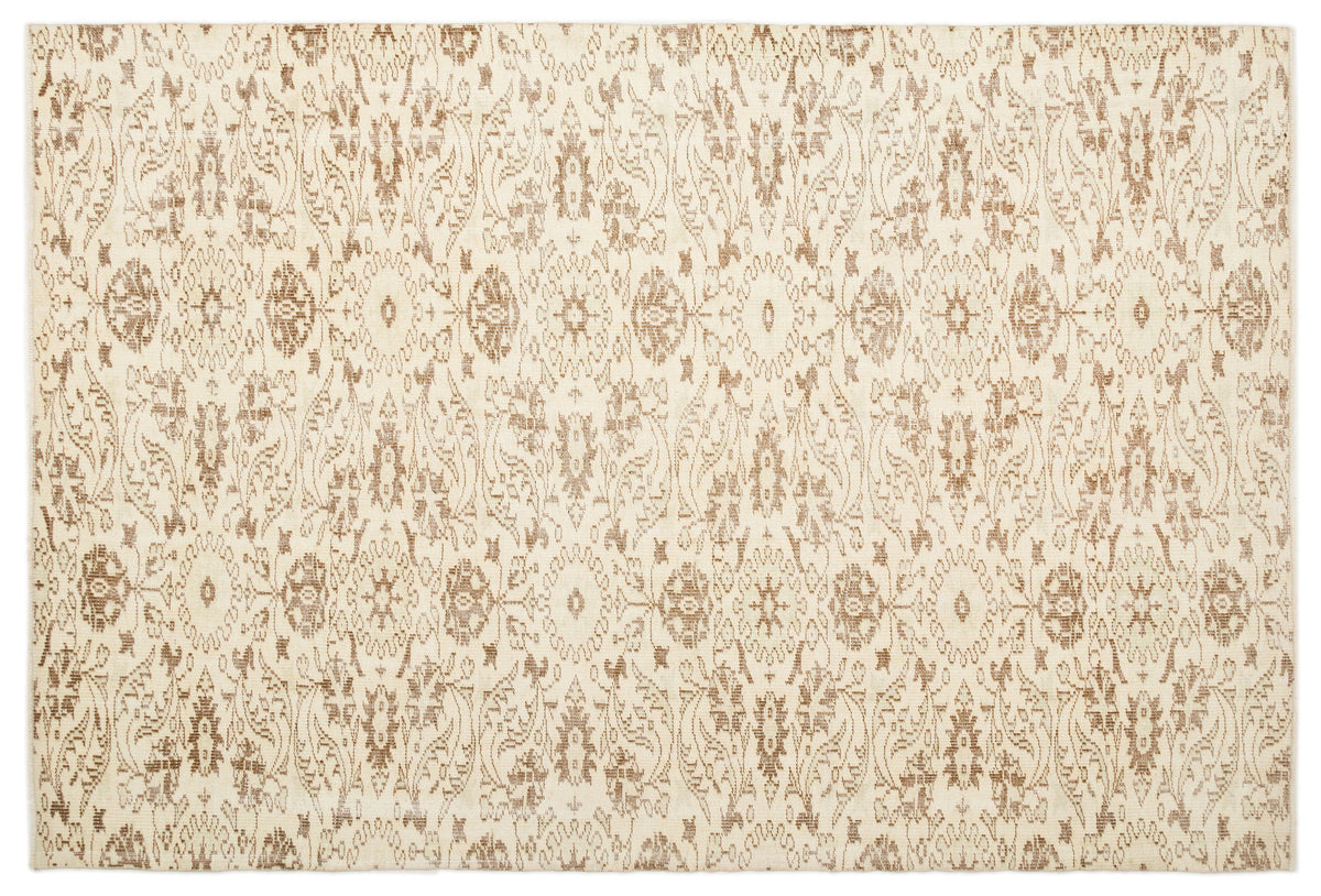 Beige Over Dyed Vintage Rug 5&#39;9&#39;&#39; x 8&#39;8&#39;&#39; ft 174 x 263 cm