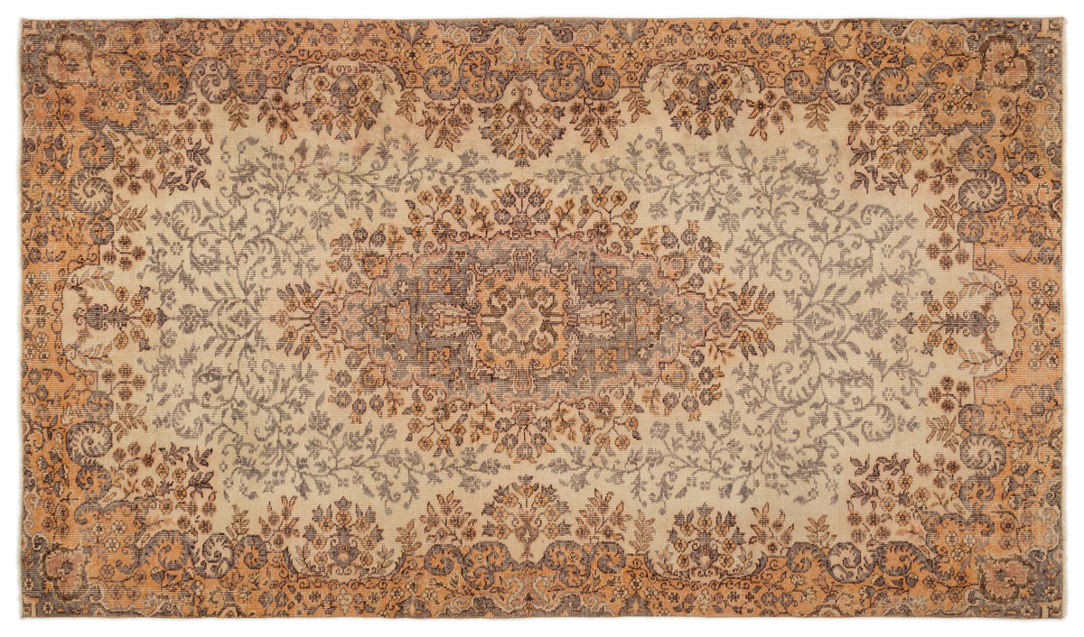 Beige Over Dyed Vintage Rug 5&#39;5&#39;&#39; x 9&#39;6&#39;&#39; ft 164 x 290 cm