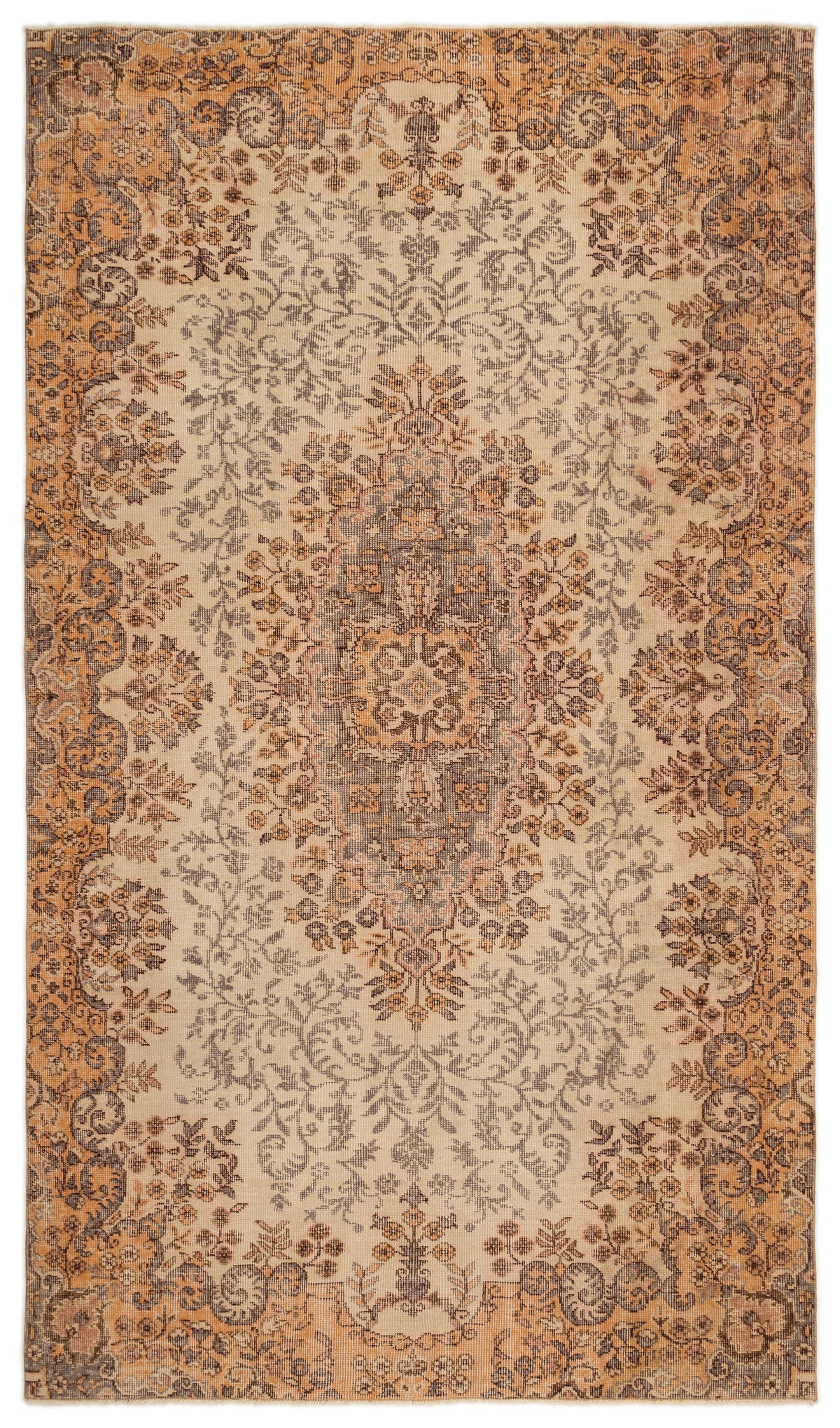 Beige Over Dyed Vintage Rug 5&#39;5&#39;&#39; x 9&#39;6&#39;&#39; ft 164 x 290 cm