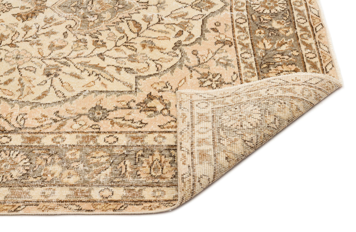 Beige Over Dyed Vintage Rug 5&#39;3&#39;&#39; x 8&#39;9&#39;&#39; ft 159 x 266 cm