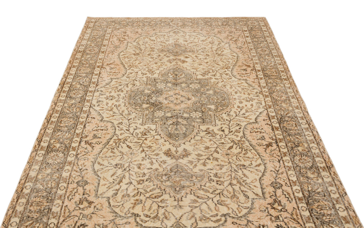 Beige Over Dyed Vintage Rug 5&#39;3&#39;&#39; x 8&#39;9&#39;&#39; ft 159 x 266 cm