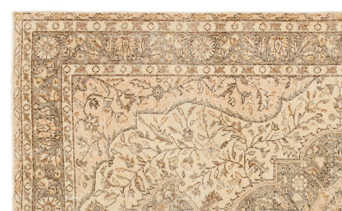 Beige Over Dyed Vintage Rug 5&#39;3&#39;&#39; x 8&#39;9&#39;&#39; ft 159 x 266 cm