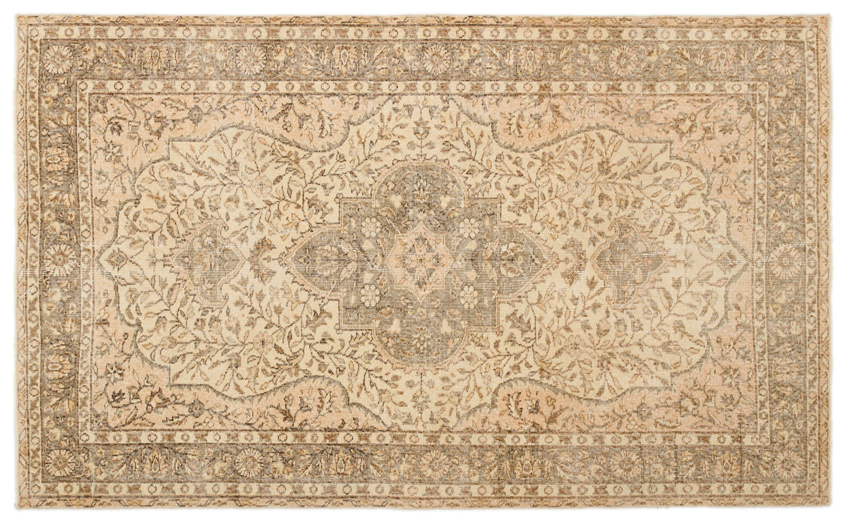 Beige Over Dyed Vintage Rug 5&#39;3&#39;&#39; x 8&#39;9&#39;&#39; ft 159 x 266 cm