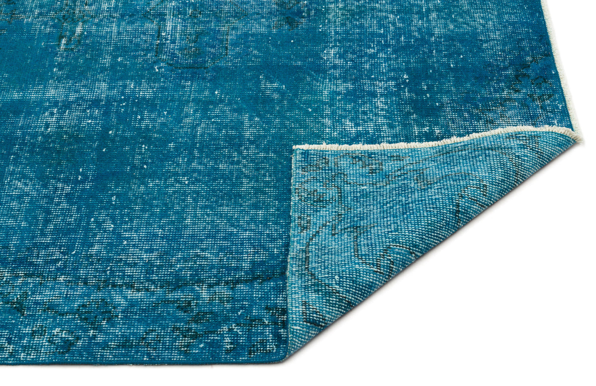 Turquoise  Over Dyed Vintage Rug 5&#39;1&#39;&#39; x 8&#39;7&#39;&#39; ft 154 x 261 cm