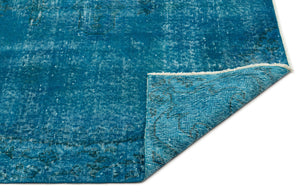 Turquoise  Over Dyed Vintage Rug 5'1'' x 8'7'' ft 154 x 261 cm