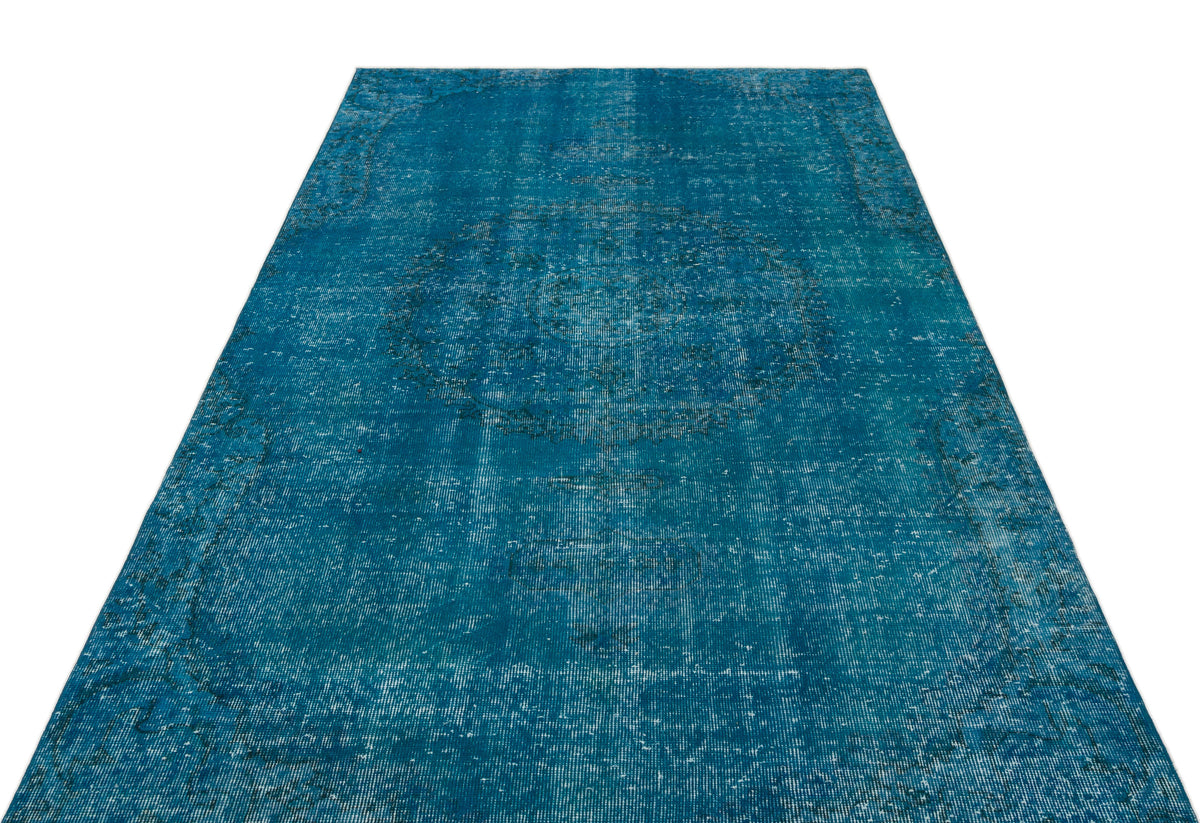 Turquoise  Over Dyed Vintage Rug 5&#39;1&#39;&#39; x 8&#39;7&#39;&#39; ft 154 x 261 cm