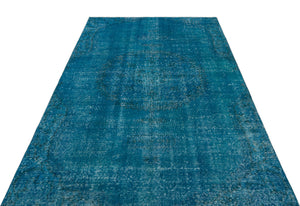 Turquoise  Over Dyed Vintage Rug 5'1'' x 8'7'' ft 154 x 261 cm