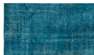 Turquoise  Over Dyed Vintage Rug 5'1'' x 8'7'' ft 154 x 261 cm