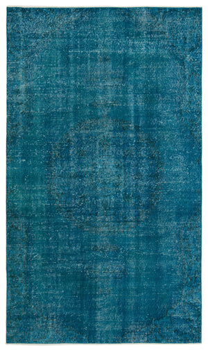Turquoise  Over Dyed Vintage Rug 5'1'' x 8'7'' ft 154 x 261 cm