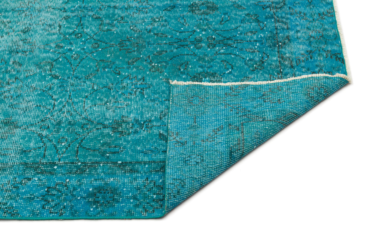 Turquoise  Over Dyed Vintage Rug 6&#39;1&#39;&#39; x 9&#39;12&#39;&#39; ft 186 x 304 cm