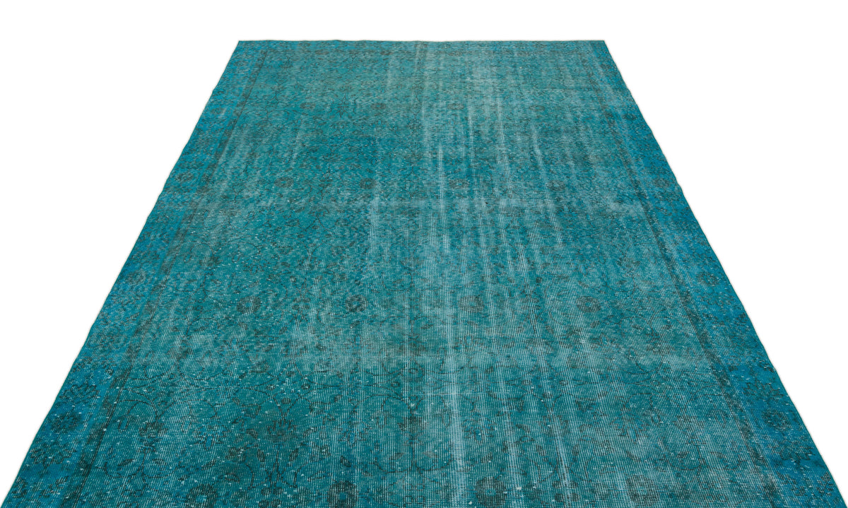 Turquoise  Over Dyed Vintage Rug 6&#39;1&#39;&#39; x 9&#39;12&#39;&#39; ft 186 x 304 cm