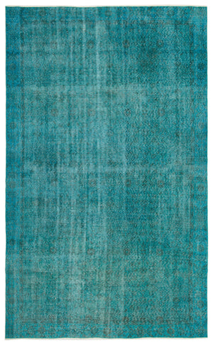 Turquoise  Over Dyed Vintage Rug 6'1'' x 9'12'' ft 186 x 304 cm