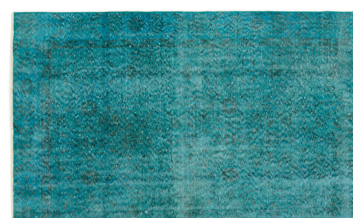 Turquoise  Over Dyed Vintage Rug 6&#39;1&#39;&#39; x 9&#39;12&#39;&#39; ft 186 x 304 cm