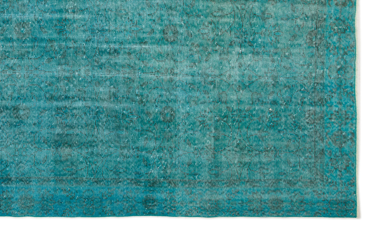 Turquoise  Over Dyed Vintage Rug 6&#39;1&#39;&#39; x 9&#39;12&#39;&#39; ft 186 x 304 cm
