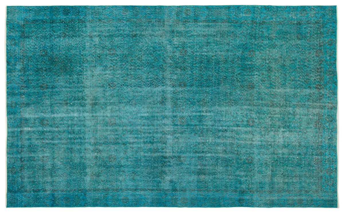 Turquoise  Over Dyed Vintage Rug 6&#39;1&#39;&#39; x 9&#39;12&#39;&#39; ft 186 x 304 cm