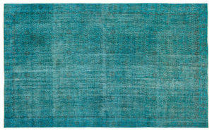 Turquoise  Over Dyed Vintage Rug 6'1'' x 9'12'' ft 186 x 304 cm