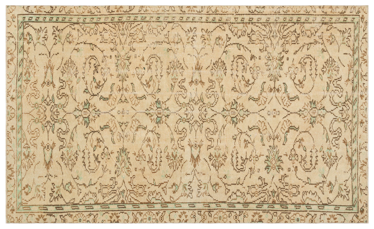 Beige Over Dyed Vintage Rug 4&#39;11&#39;&#39; x 8&#39;0&#39;&#39; ft 149 x 245 cm
