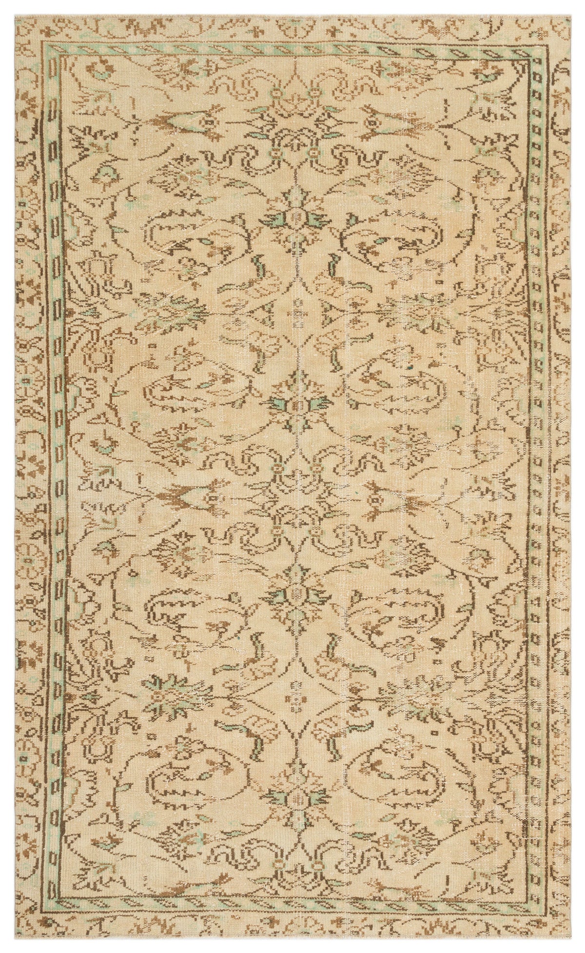 Beige Over Dyed Vintage Rug 4&#39;11&#39;&#39; x 8&#39;0&#39;&#39; ft 149 x 245 cm