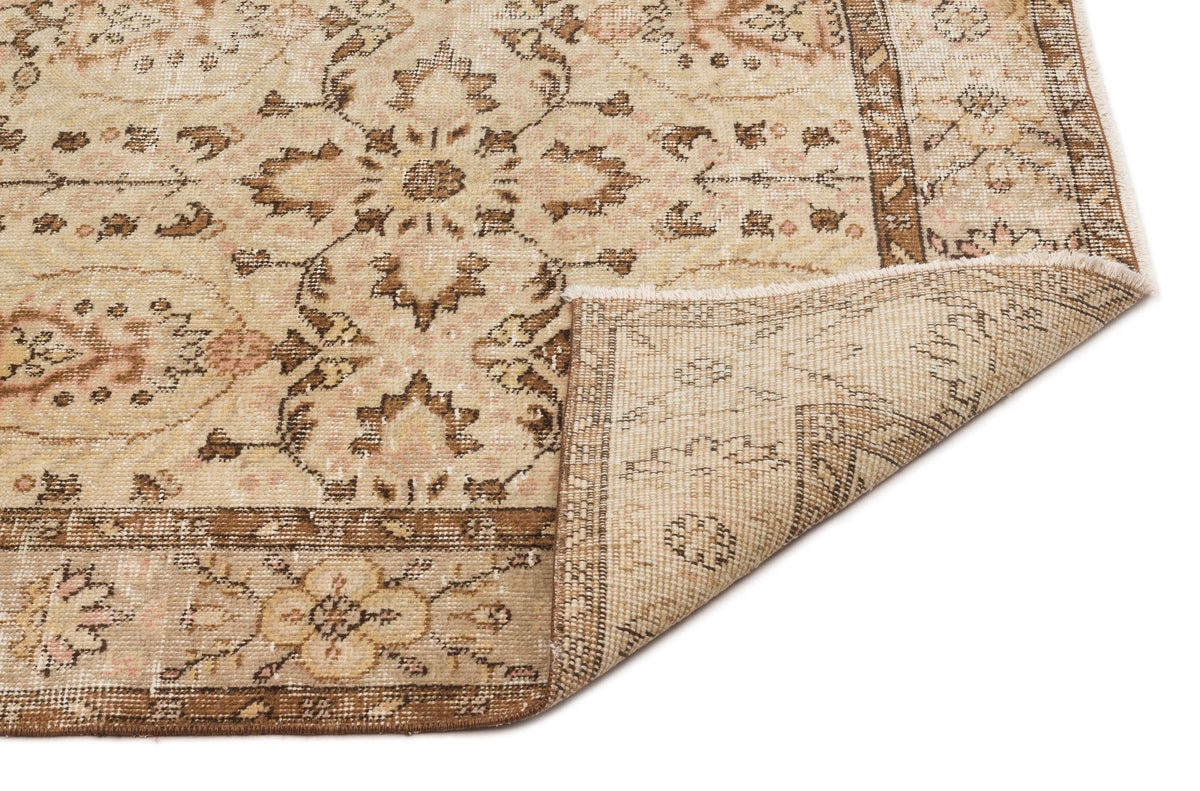 Beige Over Dyed Vintage Rug 5&#39;3&#39;&#39; x 8&#39;10&#39;&#39; ft 161 x 268 cm