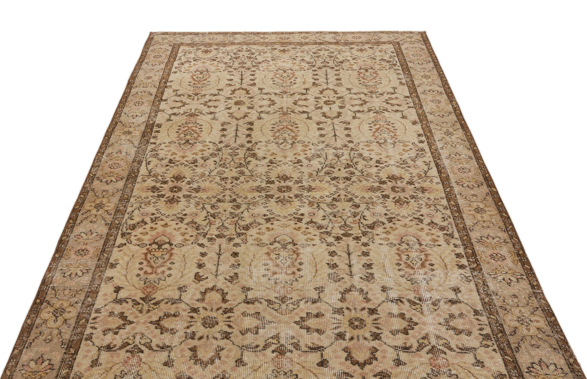 Beige Over Dyed Vintage Rug 5&#39;3&#39;&#39; x 8&#39;10&#39;&#39; ft 161 x 268 cm