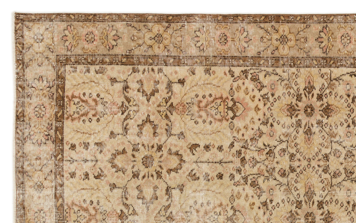 Beige Over Dyed Vintage Rug 5&#39;3&#39;&#39; x 8&#39;10&#39;&#39; ft 161 x 268 cm