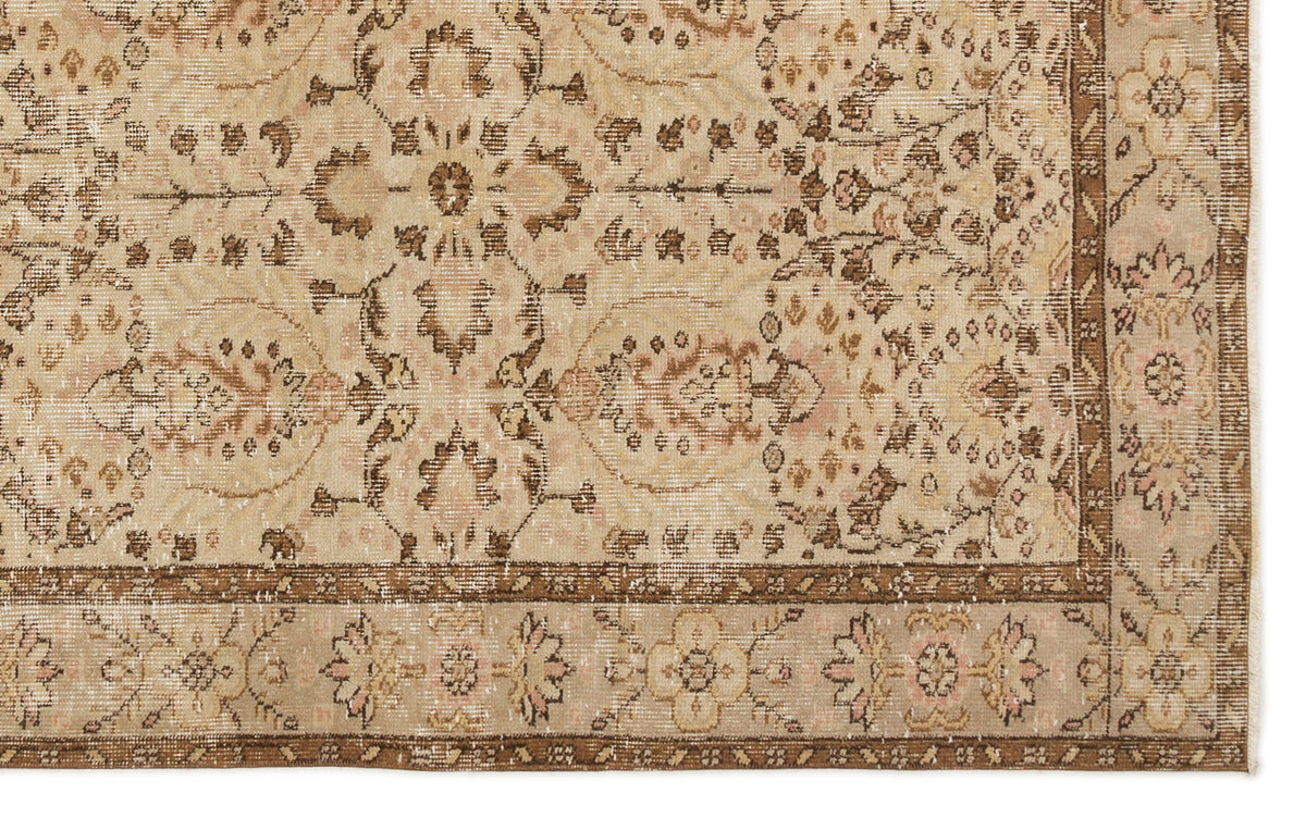 Beige Over Dyed Vintage Rug 5&#39;3&#39;&#39; x 8&#39;10&#39;&#39; ft 161 x 268 cm