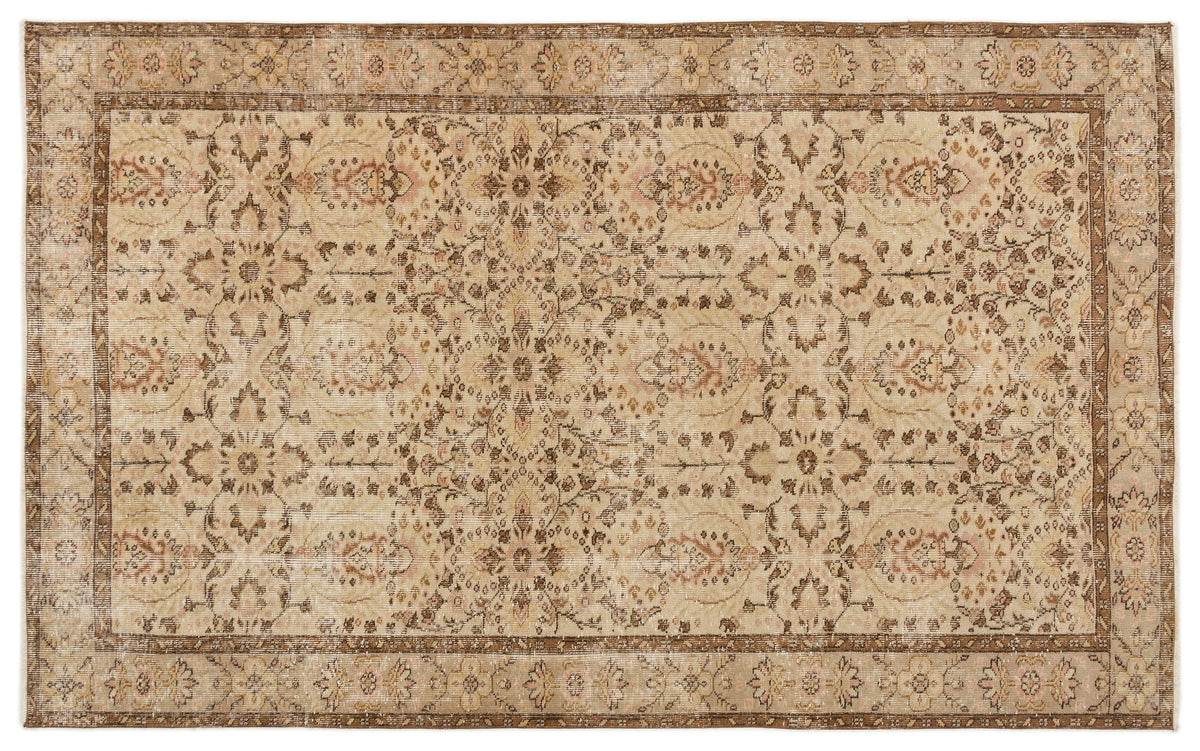 Beige Over Dyed Vintage Rug 5&#39;3&#39;&#39; x 8&#39;10&#39;&#39; ft 161 x 268 cm