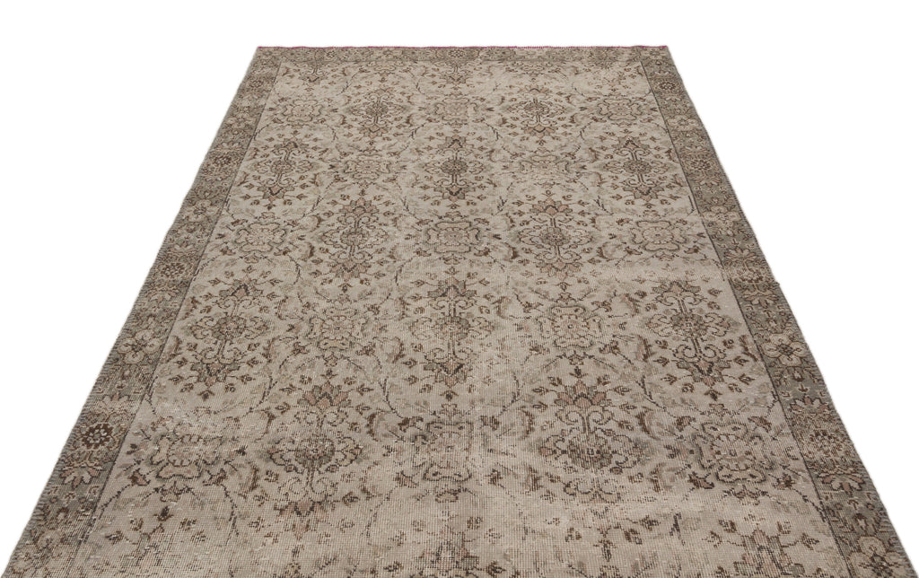 Gray Over Dyed Vintage Rug 5'7'' x 9'8'' ft 170 x 295 cm
